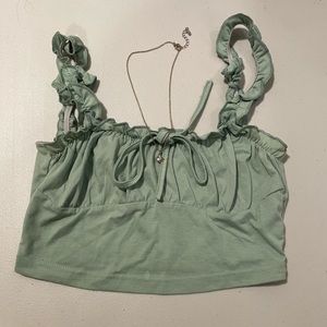 green crop top/ blouse